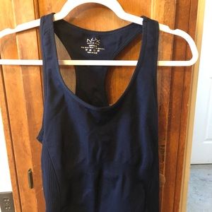 Blue sports tank with built in bra.